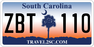 SC license plate ZBT110