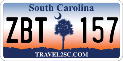 SC license plate ZBT157