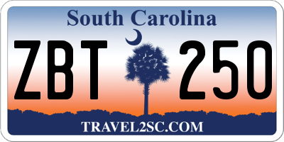 SC license plate ZBT250