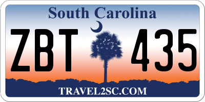 SC license plate ZBT435