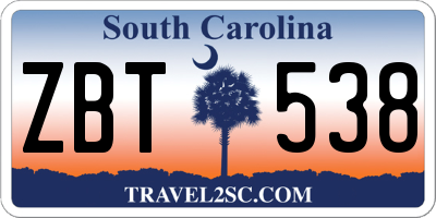 SC license plate ZBT538