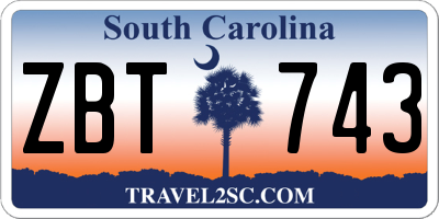 SC license plate ZBT743