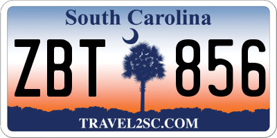 SC license plate ZBT856