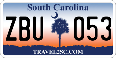 SC license plate ZBU053