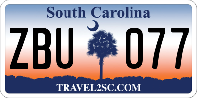 SC license plate ZBU077