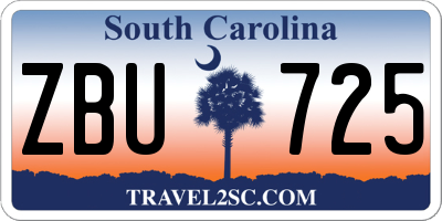 SC license plate ZBU725