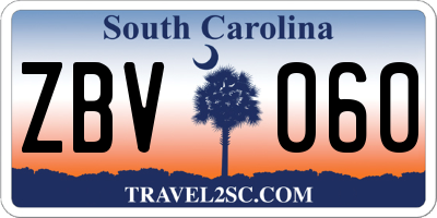SC license plate ZBV060