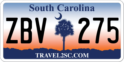 SC license plate ZBV275