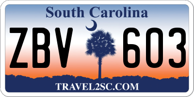 SC license plate ZBV603
