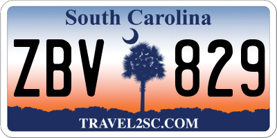 SC license plate ZBV829