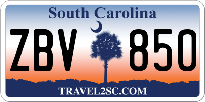 SC license plate ZBV850