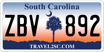 SC license plate ZBV892