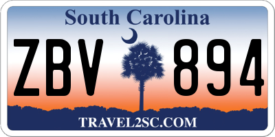 SC license plate ZBV894