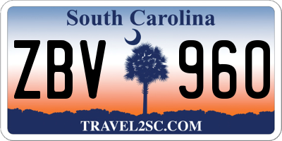 SC license plate ZBV960