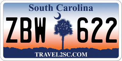 SC license plate ZBW622