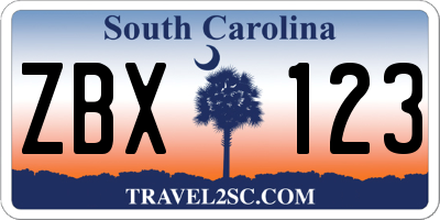 SC license plate ZBX123