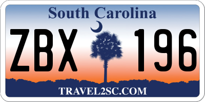 SC license plate ZBX196