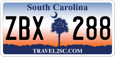 SC license plate ZBX288