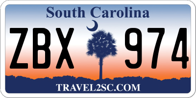 SC license plate ZBX974