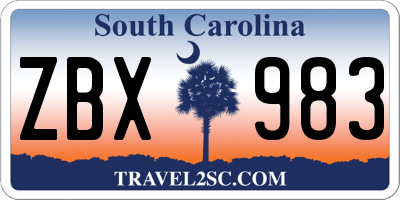 SC license plate ZBX983