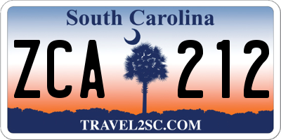 SC license plate ZCA212