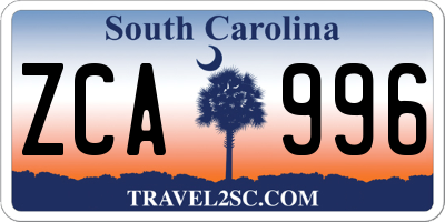 SC license plate ZCA996