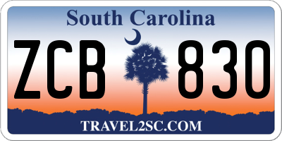 SC license plate ZCB830
