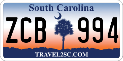 SC license plate ZCB994