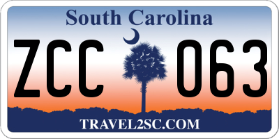 SC license plate ZCC063