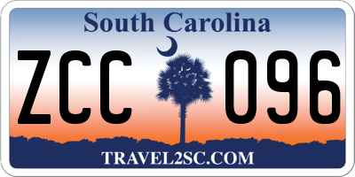 SC license plate ZCC096