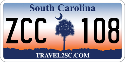 SC license plate ZCC108
