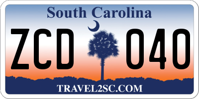 SC license plate ZCD040