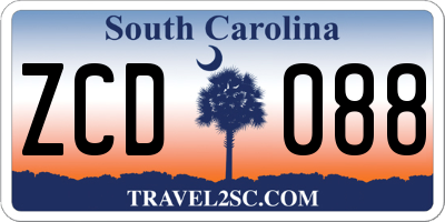 SC license plate ZCD088