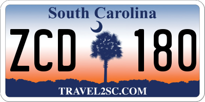 SC license plate ZCD180