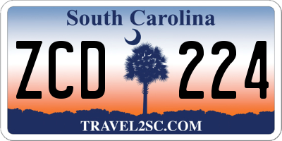 SC license plate ZCD224