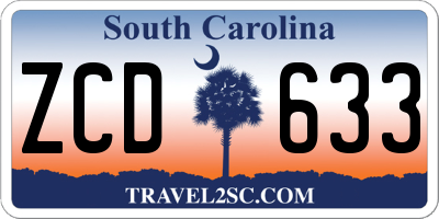 SC license plate ZCD633