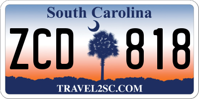 SC license plate ZCD818