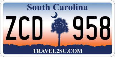 SC license plate ZCD958