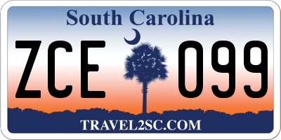 SC license plate ZCE099