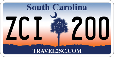 SC license plate ZCI200