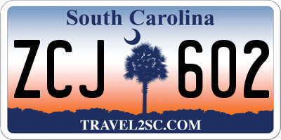 SC license plate ZCJ602