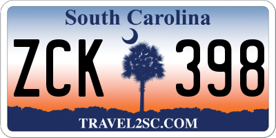 SC license plate ZCK398