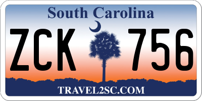 SC license plate ZCK756