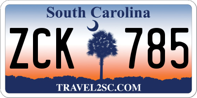SC license plate ZCK785