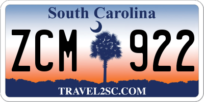 SC license plate ZCM922