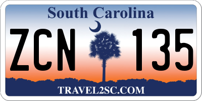 SC license plate ZCN135