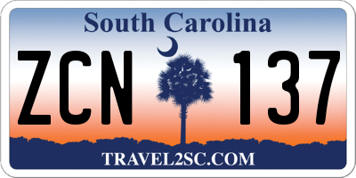 SC license plate ZCN137