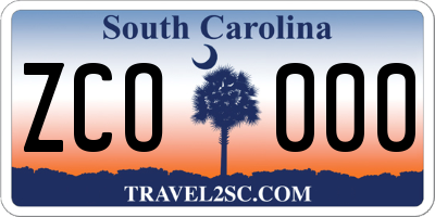 SC license plate ZCO000