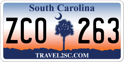 SC license plate ZCO263