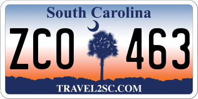 SC license plate ZCO463